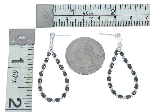 Sterling Silver Hematite Bead Post Dangle Earrings X10281